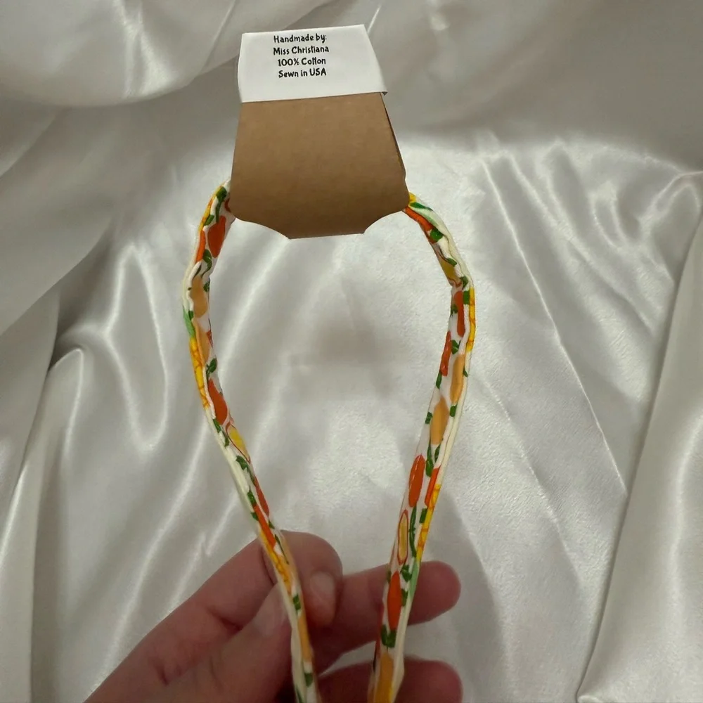 Handmade Pineapple and Orange Print Wristlet Keychain with Yellow Tassel